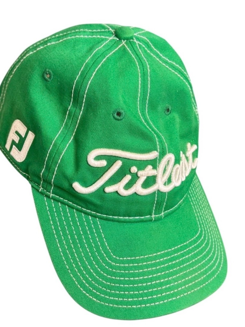 Titleist Pro V1 Green/White Cotton Golf Hat Cap Adjustable Strap Embroidered